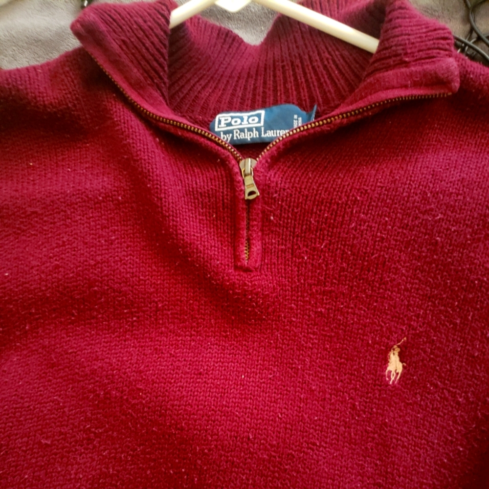 Mens small maroon quarter zip Polo sweater